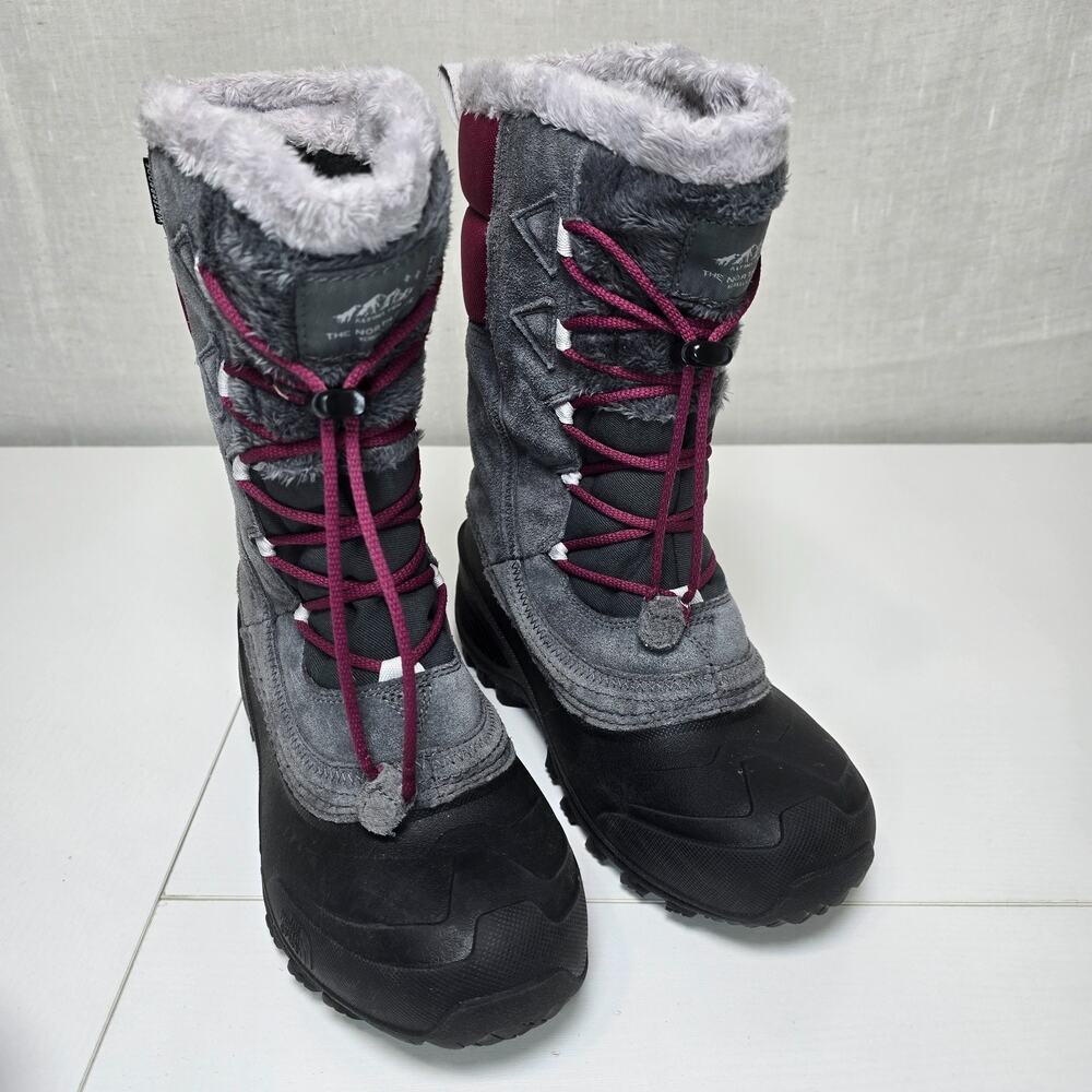 The North Face Heatseeker Winter Boots Womens 5 Gray Purple Waterproof